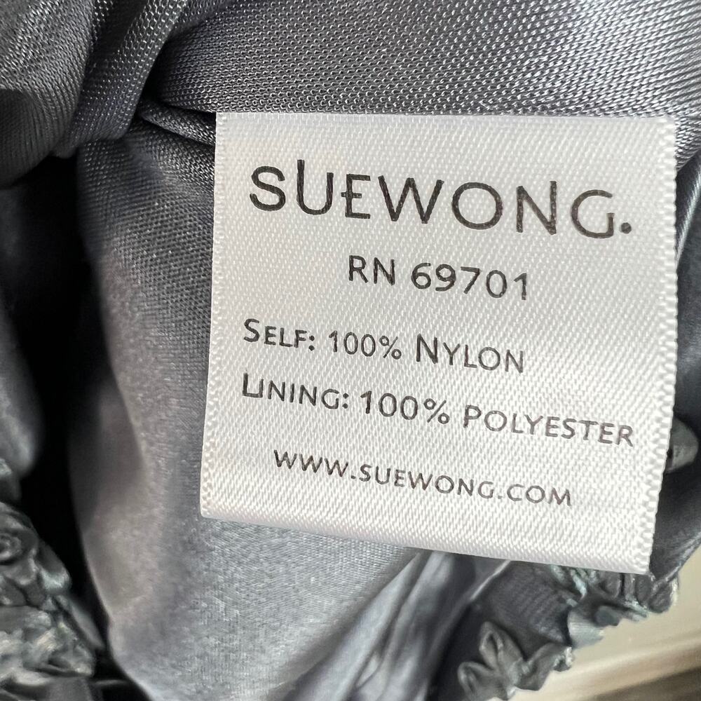 Sue Wong Nocturne Size 8 Short Sleeve Sheath Silver Sequin Cocktail Dress - Picture 13 of 13